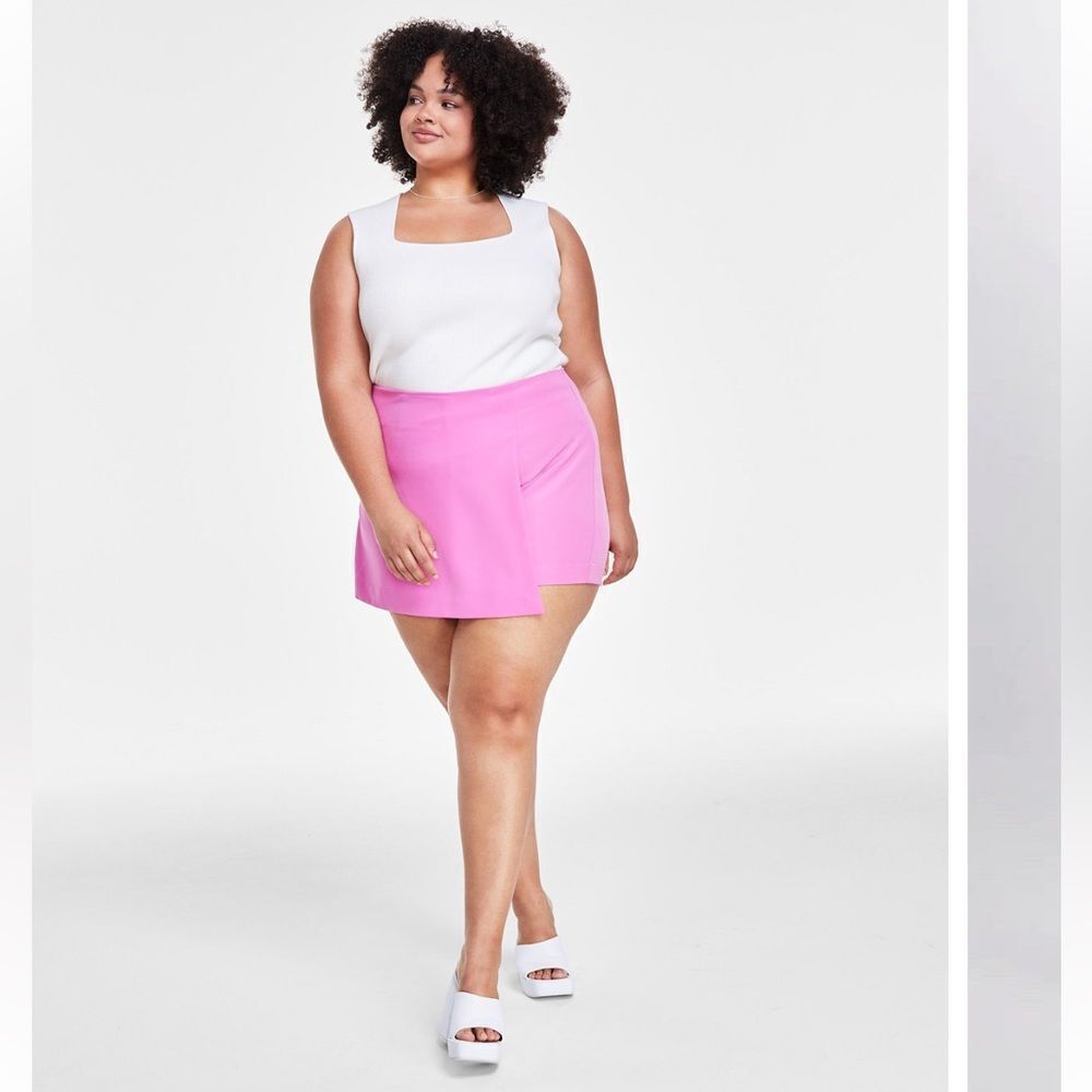 Bar iii Trendy Plus Size Back-Zip Woven Mini Skort shorts size 18